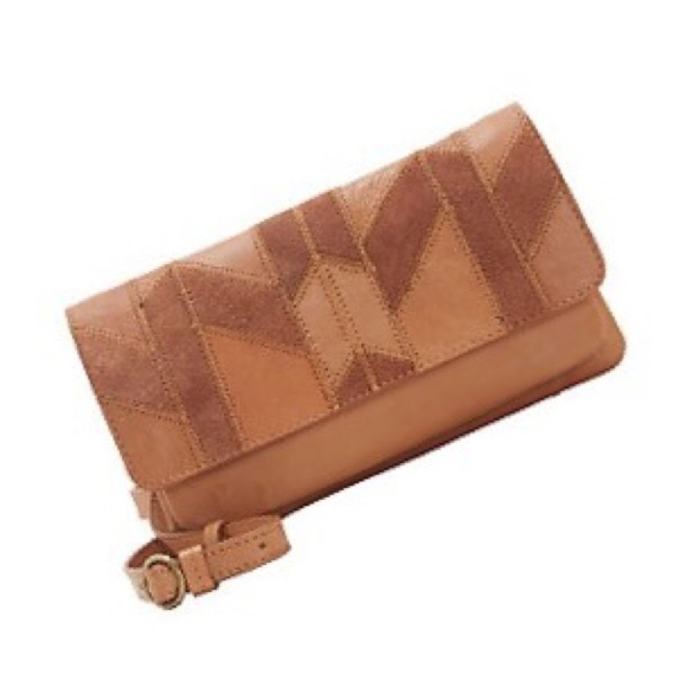 new Lucky Brand ☀︎ Axil Patchwork Leather Crossbody Clutch Handbag ☀︎︎ Cognac - Picture 3 of 17
